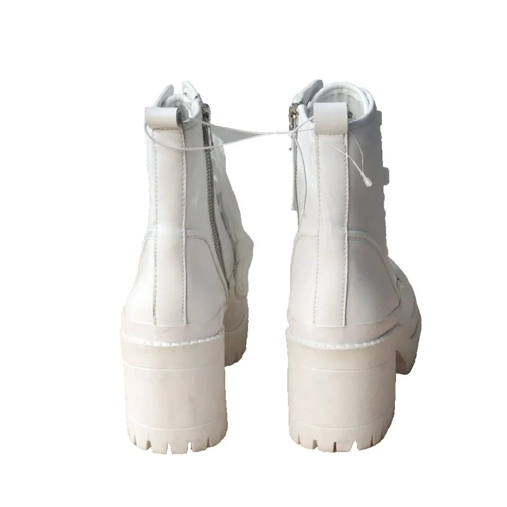 Steve‎ Madden Women's Bloomed White BL000361 Leather Lace-Up Boots Size 7.5 - Picture 13 of 16